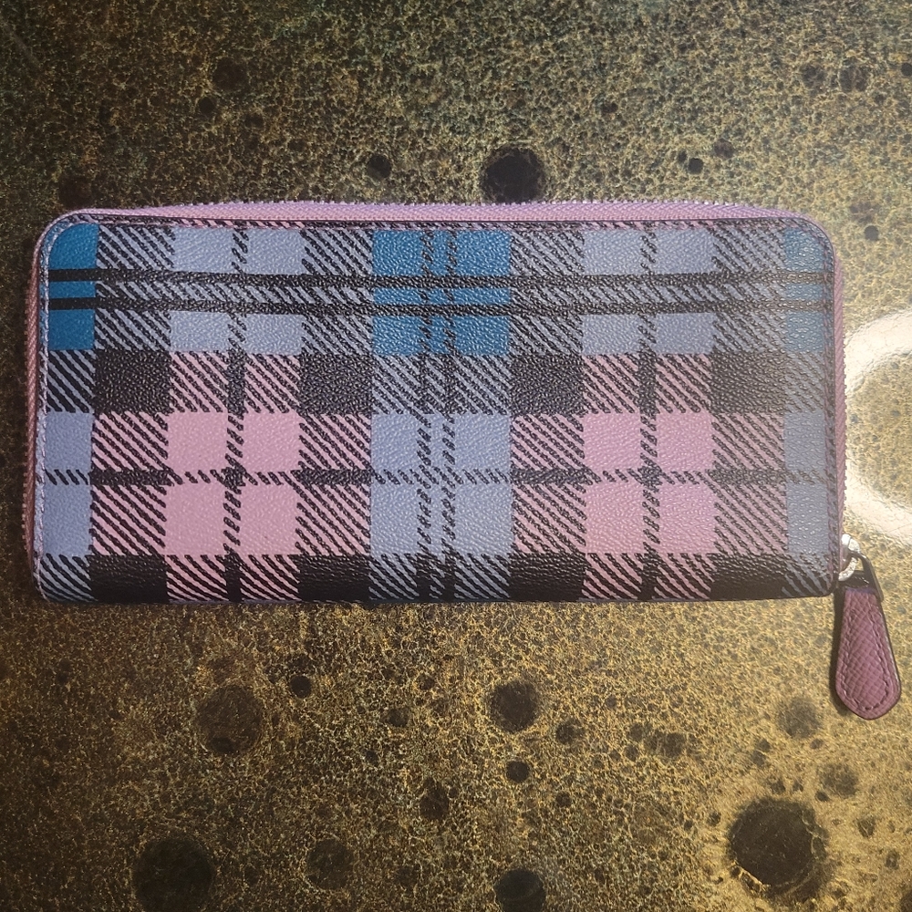 Coach Accordion Zip Wild Plaid Print Wallet Coated Canvas F23455 - Picture 16 of 16